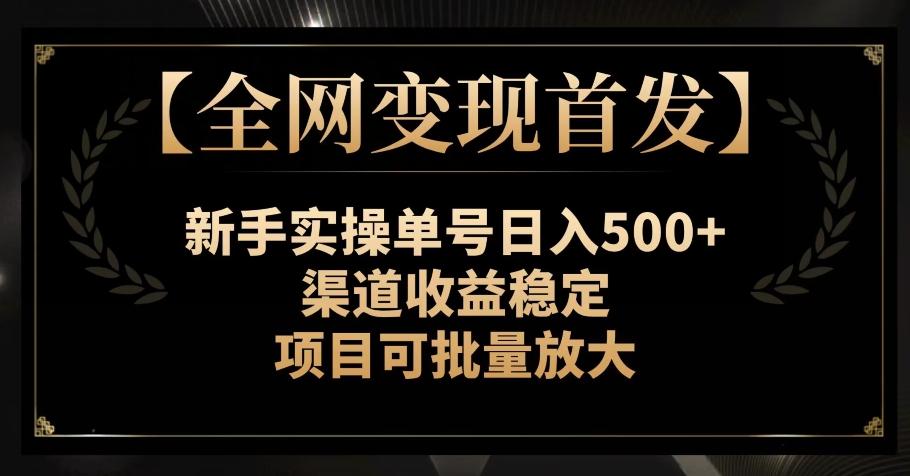 【全网变现首发】新手实操单号日入500+，渠道收益稳定，项目可批量放大【揭秘】-兵兵资源