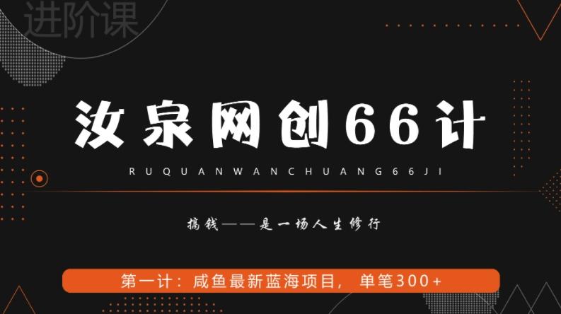 汝泉网创66计之第1计：闲鱼长期稳定项目，单笔变现300+-兵兵资源