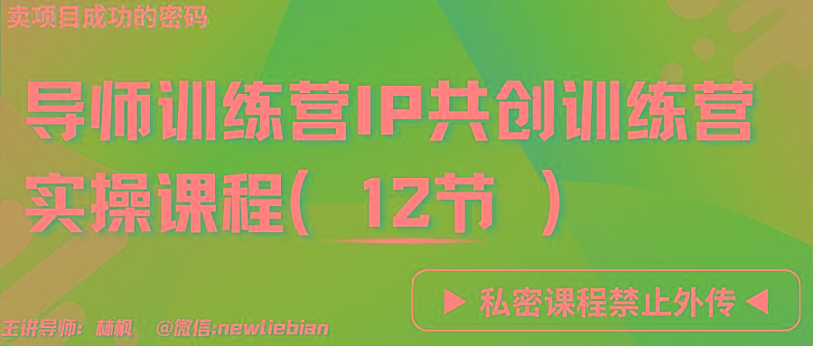 导师训练营3.0IP共创训练营私密实操课程(12节)-卖项目的密码成功秘诀-兵兵资源