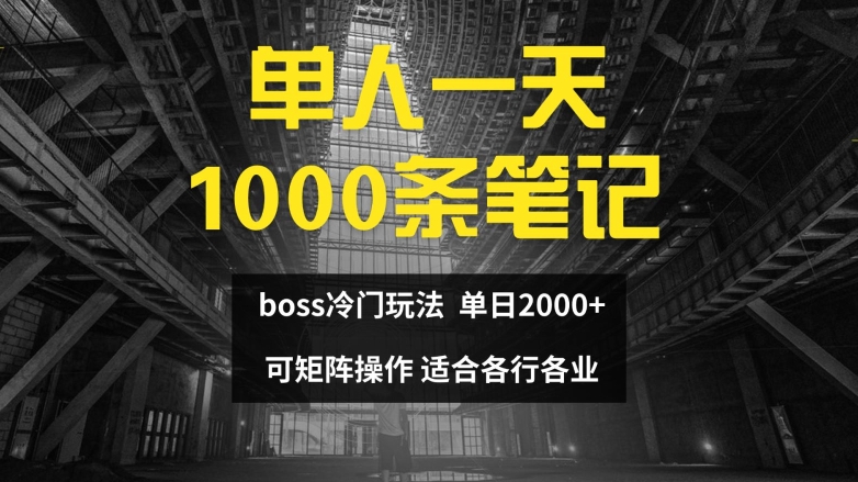 单人一天1000条笔记，日入2000+，BOSS直聘的正确玩法【揭秘】-兵兵资源