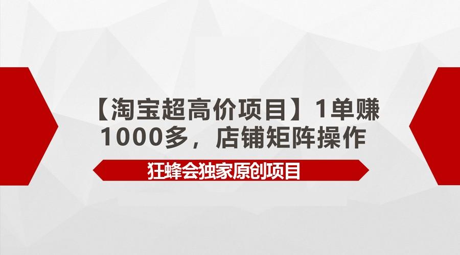 【淘宝超高价项目】1单赚1000多，店铺矩阵操作-兵兵资源