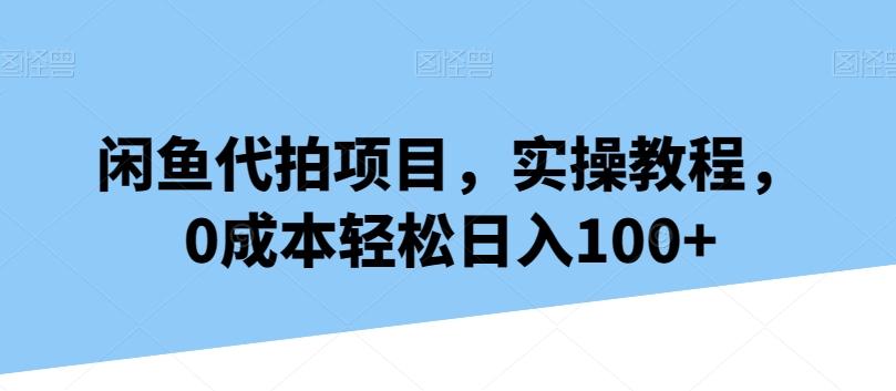 闲鱼代拍项目，实操教程，0成本轻松日入100+-兵兵资源