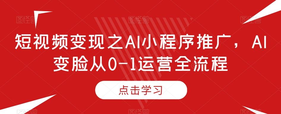 短视频变现之AI小程序推广，AI变脸从0-1运营全流程-兵兵资源