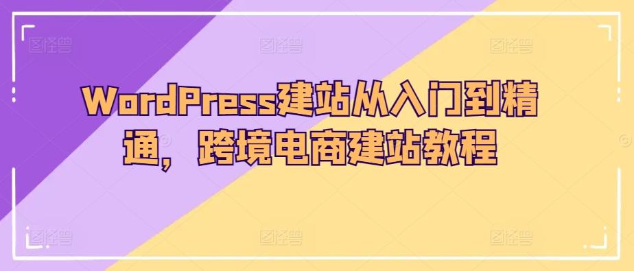 WordPress建站从入门到精通，跨境电商建站教程-兵兵资源