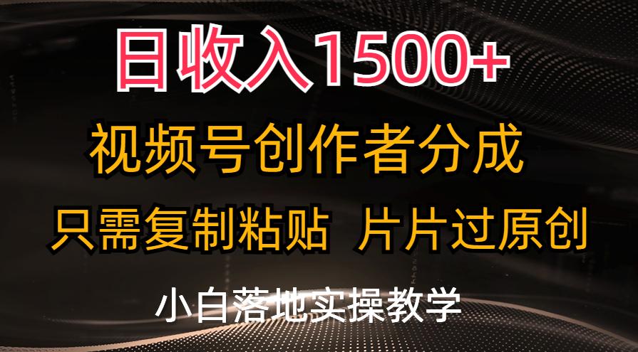日收入1500+，视频号创作者分成，只需复制粘贴，片片过原创，小白也可…-兵兵资源