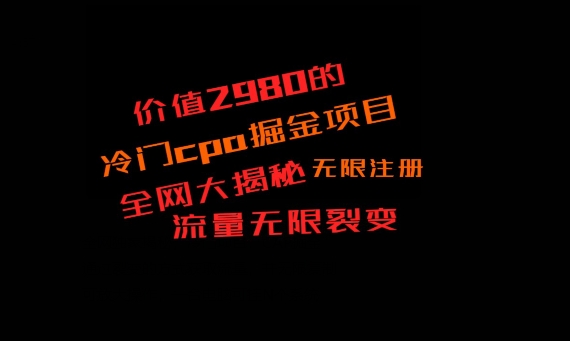 价值2980的CPA掘金项目大揭秘，号称当天收益200+，不见收益包赔双倍-兵兵资源