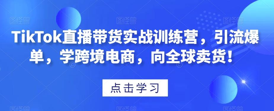 TikTok直播带货实战训练营，引流爆单，学跨境电商，向全球卖货！-兵兵资源