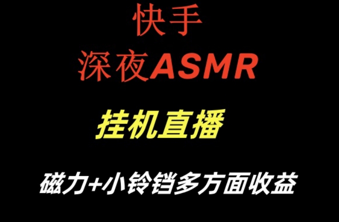 快手深夜ASMR挂机直播，磁力+小铃铛收益(附带工具和5G素材)【揭秘】-兵兵资源