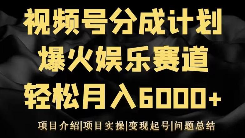 视频号创作分成计划之娱乐赛道轻松日入500+-兵兵资源