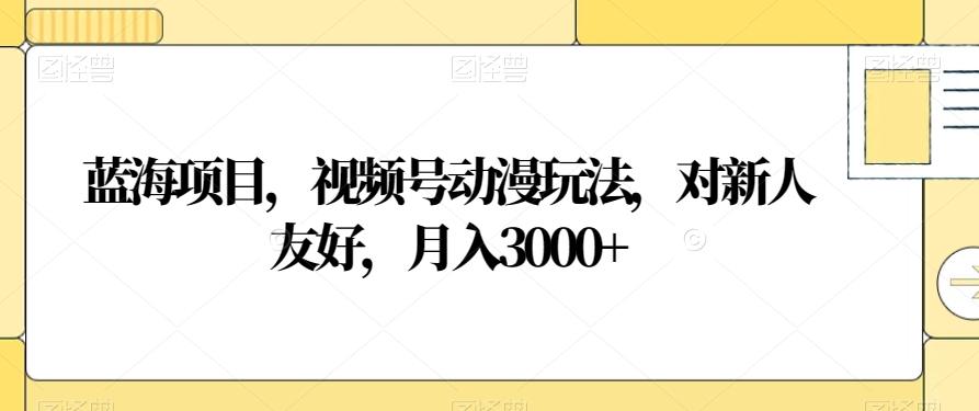 蓝海项目，视频号动漫玩法，对新人友好，月入3000+【揭秘】-兵兵资源