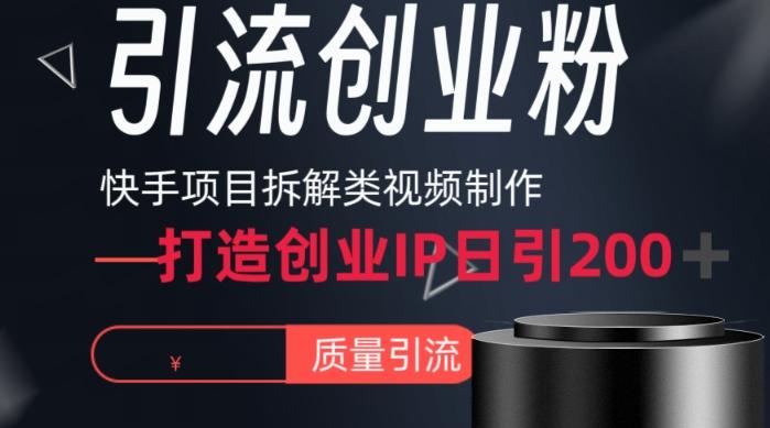 快手项目拆解类视频详细制作流程打造个人IP，单日引流200+高质量创业粉【揭秘】-兵兵资源