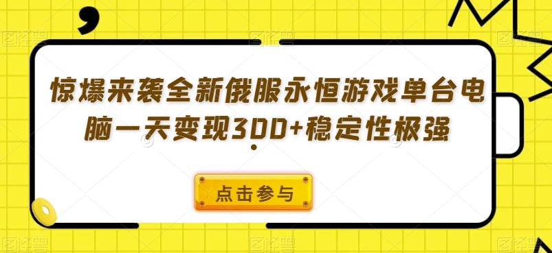 惊爆来袭全新俄服永恒游戏单台电脑一天变现300+稳定性极强-兵兵资源