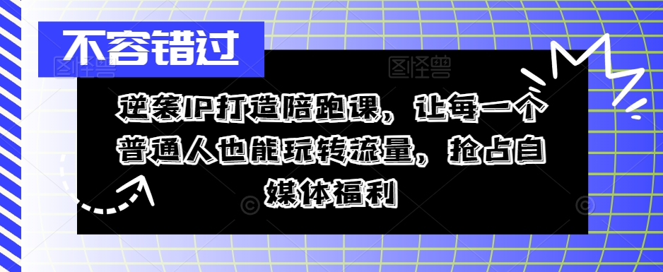 逆袭IP打造陪跑课，让每一个普通人也能玩转流量，抢占自媒体福利-兵兵资源