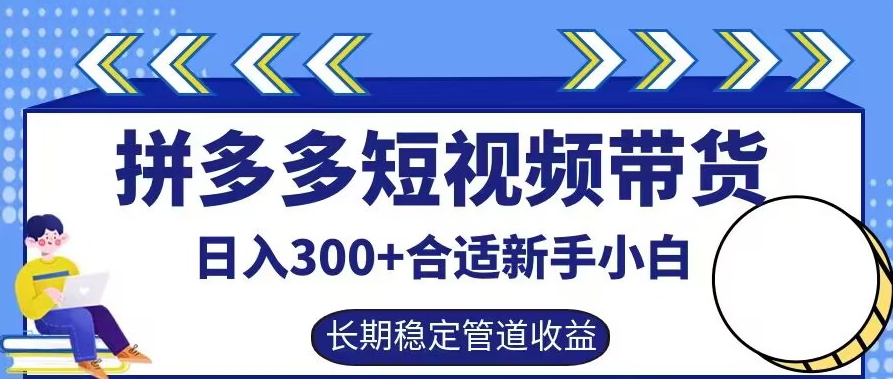 拼多多短视频带货日入300+有长期稳定被动收益，合适新手小白【揭秘】-兵兵资源
