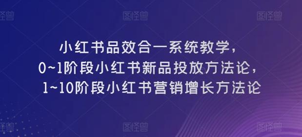 小红书品效合一系统教学，​0~1阶段小红书新品投放方法论，​1~10阶段小红书营销增长方法论-兵兵资源