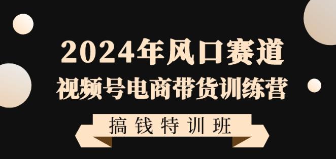 2024年风口赛道视频号电商带货训练营搞钱特训班，带领大家快速入局自媒体电商带货-兵兵资源
