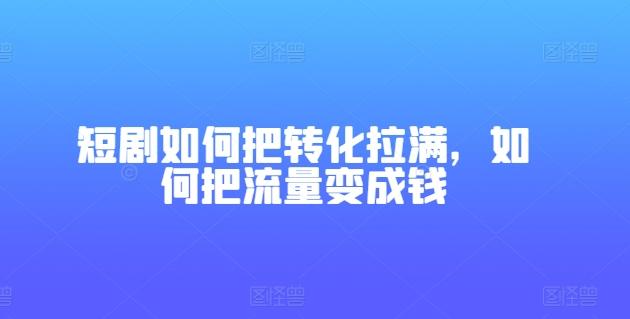 短剧如何把转化拉满，如何把流量变成钱-兵兵资源
