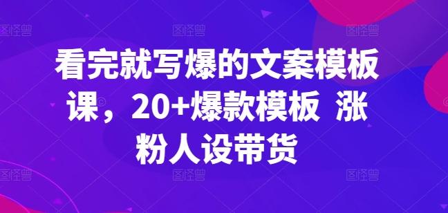 看完就写爆的文案模板课，20+爆款模板  涨粉人设带货-兵兵资源