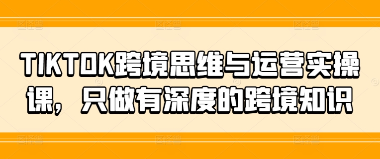 TIKTOK跨境思维与运营实操课，只做有深度的跨境知识-兵兵资源