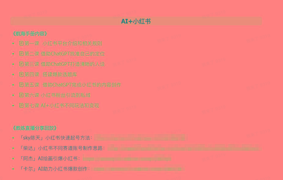 图片[2]-(9351期)AI破局手册+教练分享合集：AI提示词/AI+小红书 /AI+公众号/AI+绘画/AI编程-兵兵资源