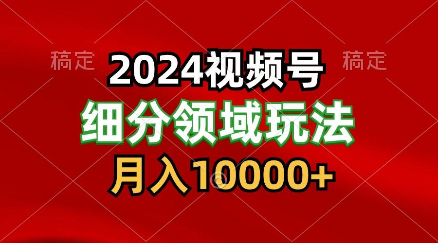 2024视频号分成计划细分领域玩法，每天5分钟，月入1W+-兵兵资源