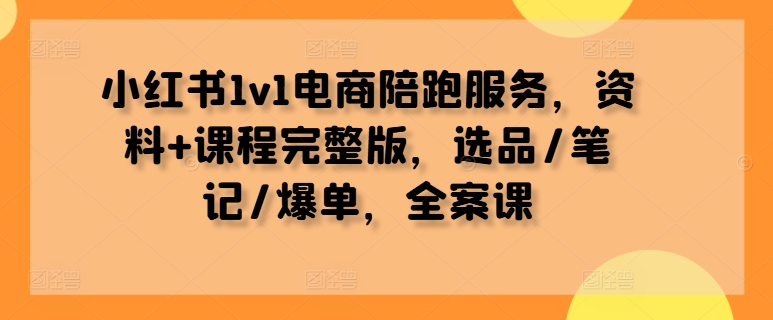 小红书1v1电商陪跑服务，资料+课程完整版，选品/笔记/爆单，全案课-兵兵资源