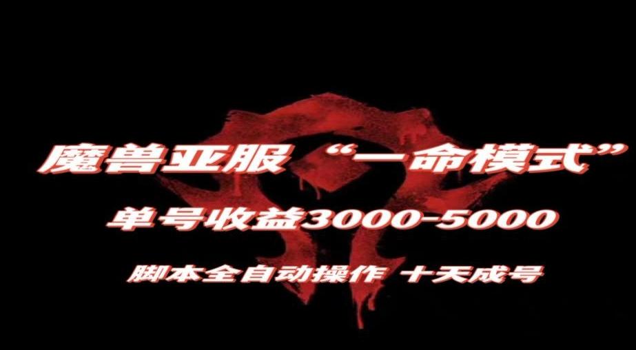 魔兽亚服一命模式，10天成号-单号3千-5千，脚本全自动操作，保姆级教学【揭秘】-兵兵资源