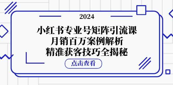 小红书专业号矩阵引流课，月销百万案例解析，精准获客技巧全揭秘-兵兵资源