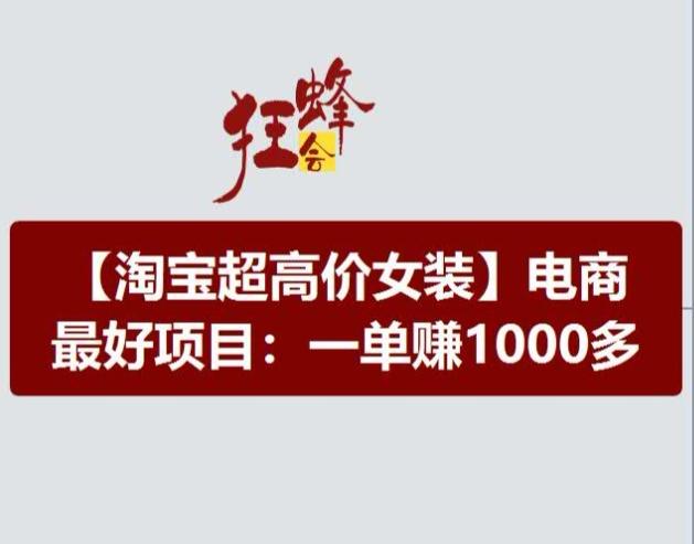 淘宝超高价女装项目，电商最好赛道，一单赚1000多-兵兵资源