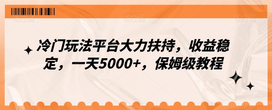 冷门玩法平台大力扶持，收益稳定，一天5000+，保姆级教程（附抖音7天起号法）-兵兵资源