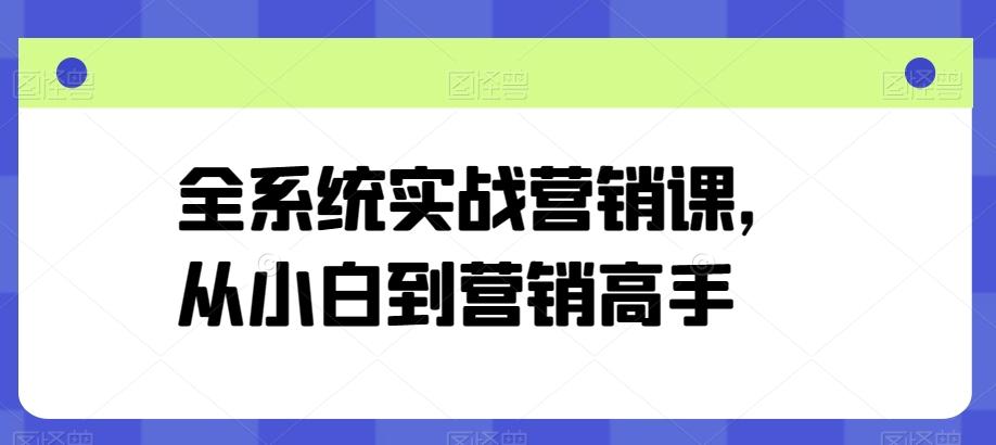全系统实战营销课，从小白到营销高手-兵兵资源