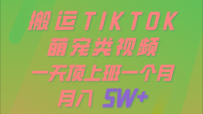 (9931期)一键搬运TIKTOK萌宠类视频 一部手机即可操作 所有平台均可发布 轻松月入5W+-兵兵资源