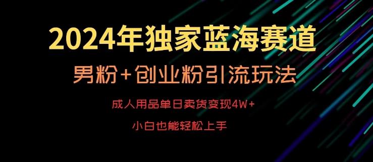 2024年独家蓝海赛道，成人用品单日卖货变现4W+，男粉+创业粉引流玩法，不愁搞不到流量【揭秘】-兵兵资源