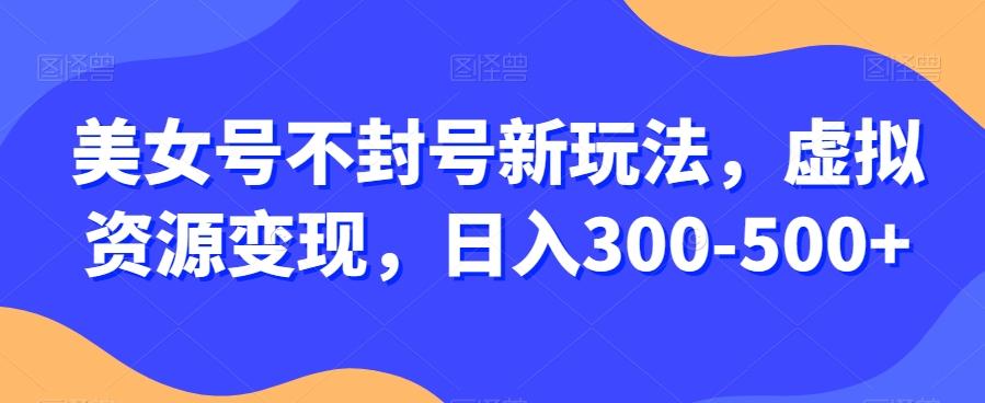 美女号不封号新玩法，虚拟资源变现，日入300-500+-兵兵资源