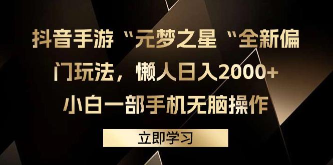(9456期)抖音手游“元梦之星“全新偏门玩法，懒人日入2000+，小白一部手机无脑操作-兵兵资源