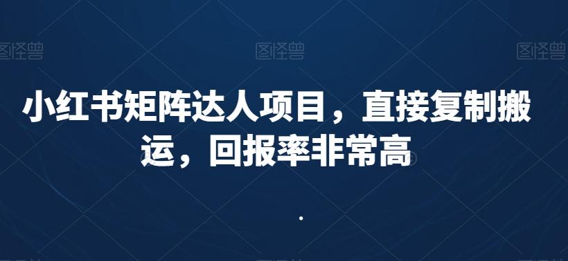 小红书矩阵达人项目，直接复制搬运，回报率非常高-兵兵资源