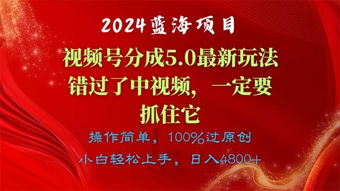 2024蓝海项目，视频号分成计划5.0最新玩法，错过了中视频，一定要抓住…-兵兵资源