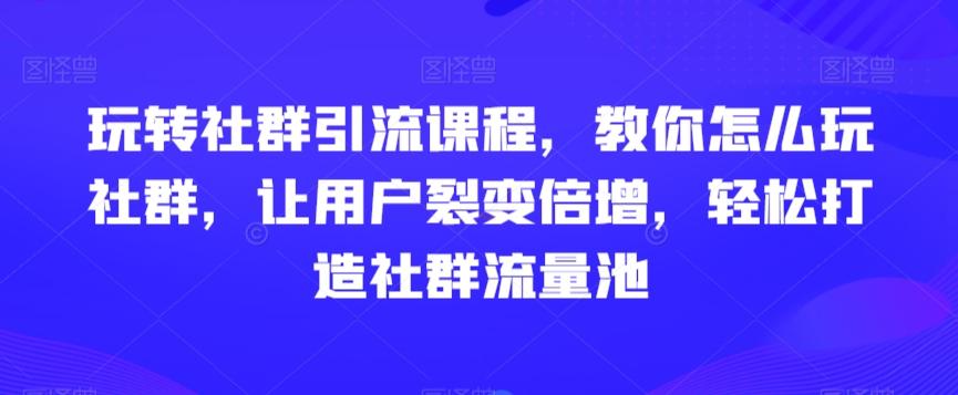 玩转社群引流课程，教你怎么玩社群，让用户裂变倍增，轻松打造社群流量池-兵兵资源