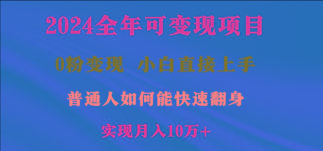 2024全年可变现项目，一天收益至少2000+，小白上手快，普通人就要利用互…-兵兵资源