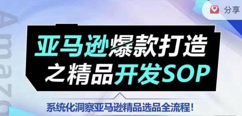 【训练营】亚马逊爆款打造之精品开发SOP，系统化洞察亚马逊精品选品全流程-兵兵资源