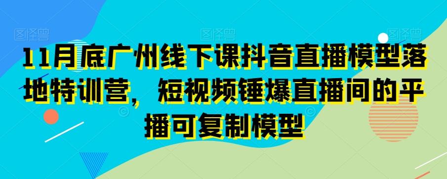 11月底广州线下课抖音直播模型落地特训营，短视频锤爆直播间的平播可复制模型-兵兵资源