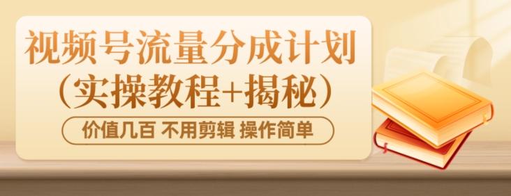 价值几百上千不用剪辑简单操作视频号流量分成计划（实操教程+揭秘）-兵兵资源