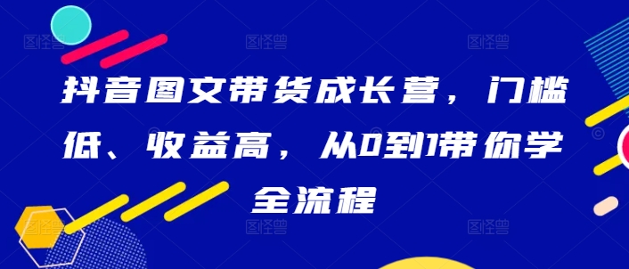 抖音图文带货成长营，门槛低、收益高，从0到1带你学全流程-兵兵资源