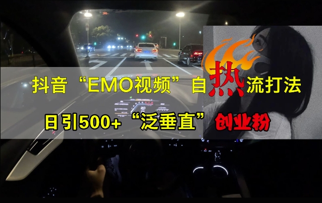 抖音EMO视频自热打法，日引500+“泛垂直”创业粉-兵兵资源
