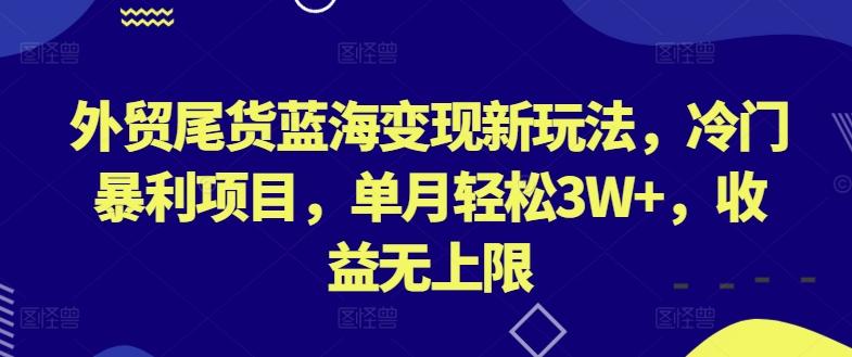 外贸尾货蓝海变现新玩法，冷门暴利项目，单月轻松3W+，收益无上限【揭秘】-兵兵资源