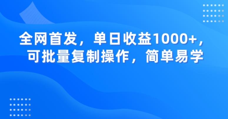 全网首发，单日收益1000+，可批量复制操作，简单易学【揭秘】-兵兵资源