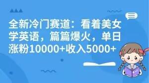全新冷门赛道:看着美女学英语,篇篇爆火,单日涨粉10000+收入5000+