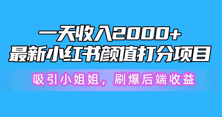 一天收入2000+，最新小红书颜值打分项目，吸引小姐姐，刷爆后端收益-兵兵资源