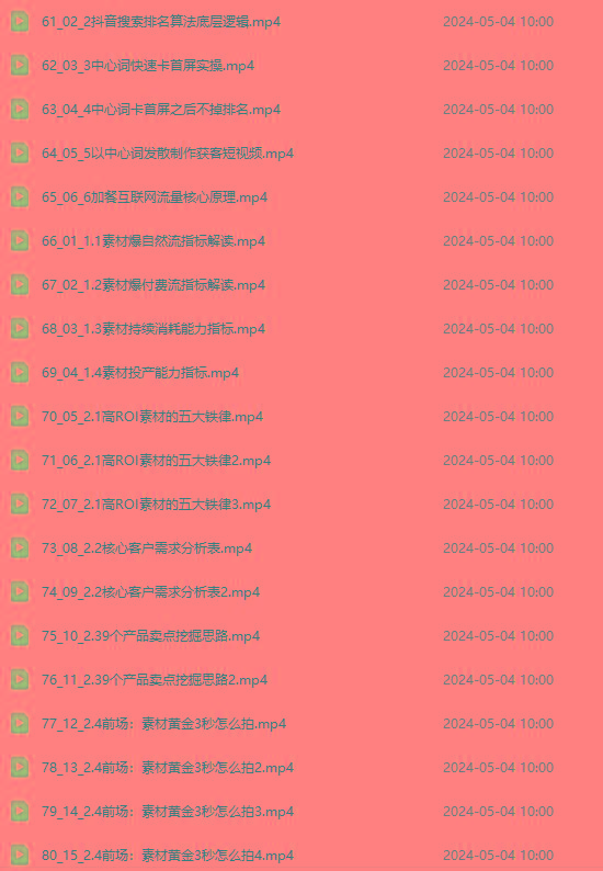 图片[4]-2024单品正价起号，直播素材投流选品：选品课+投流课+素材课+卡首屏/100节-兵兵资源