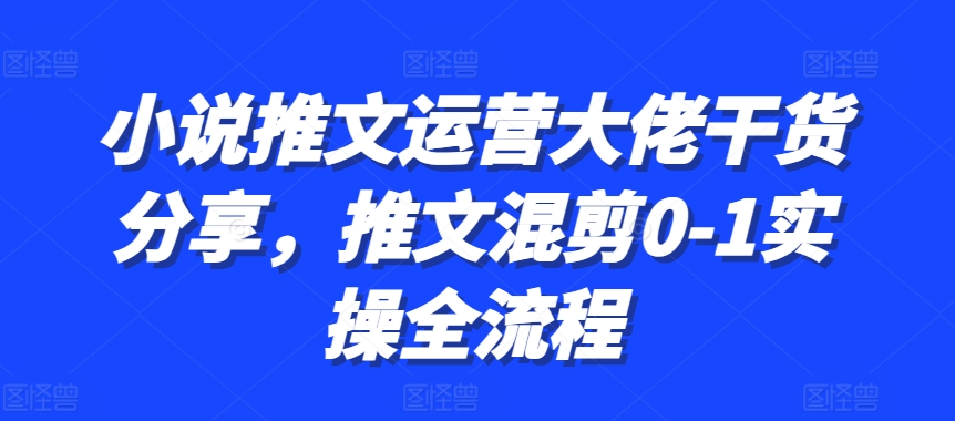 小说推文运营大佬干货分享，推文混剪0-1实操全流程-兵兵资源
